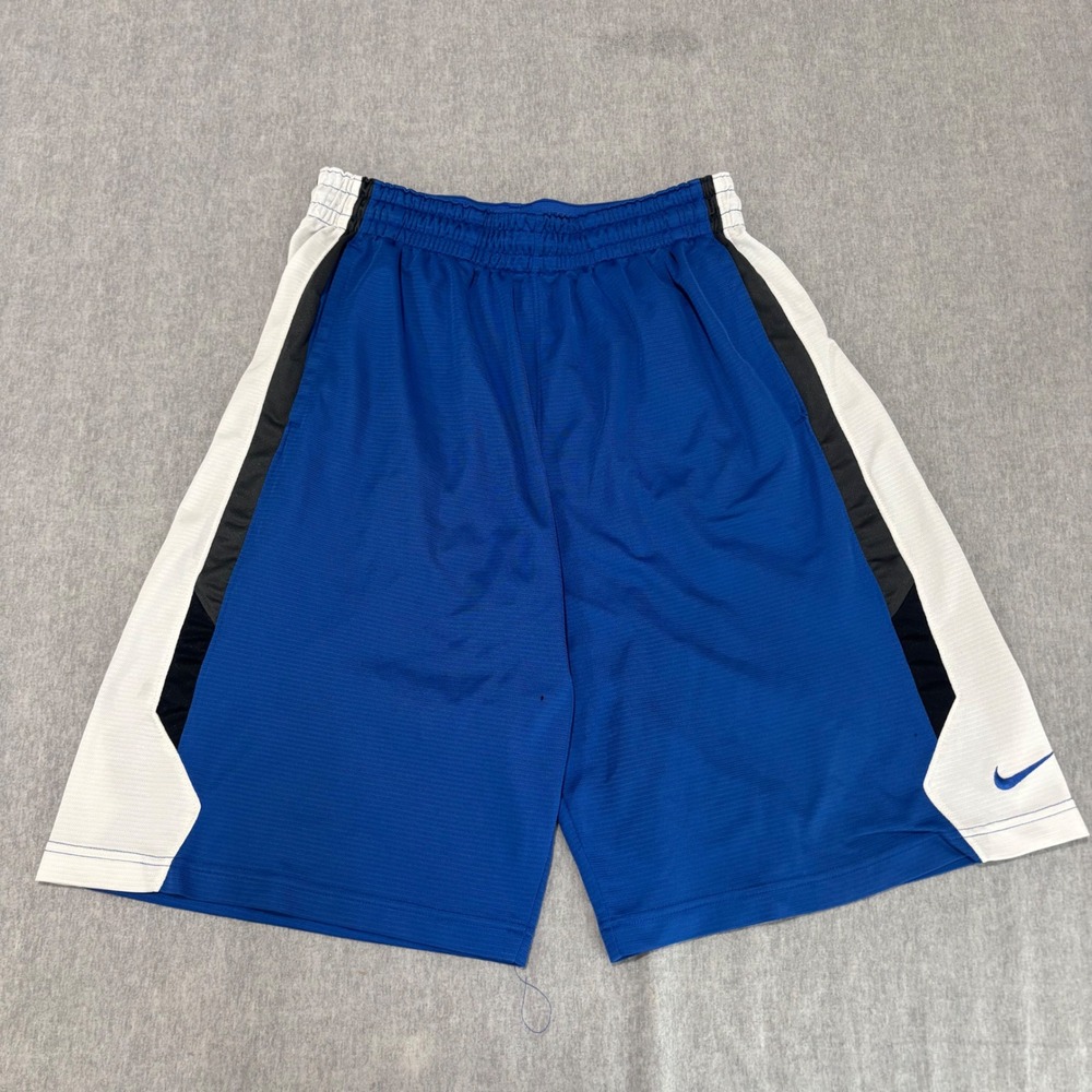 Nike Dri-FIT Mens Basketball Shorts Blue White Black Large Mesh Athletic Gym